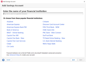 how to add a bank account in quicken