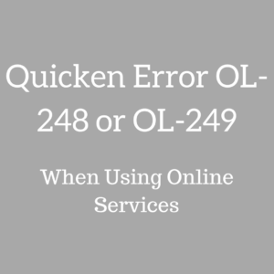 Quicken Error OL-248 or OL-249