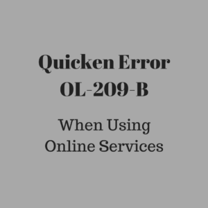 Quicken Error OL-209-B