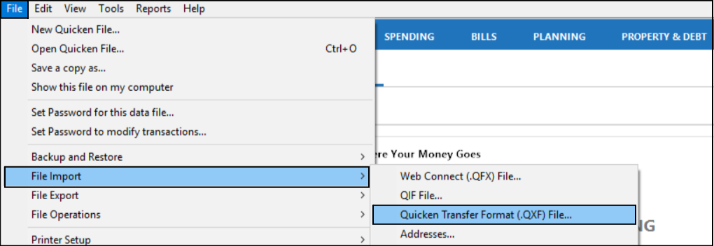 Transfer Quicken Data From One File to Another