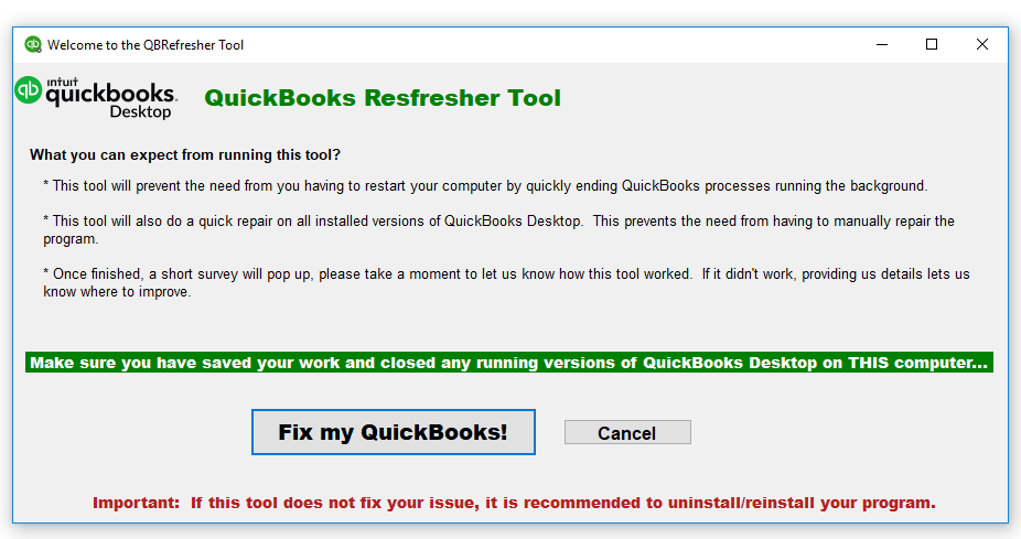 QuickBooks Refresh Tool